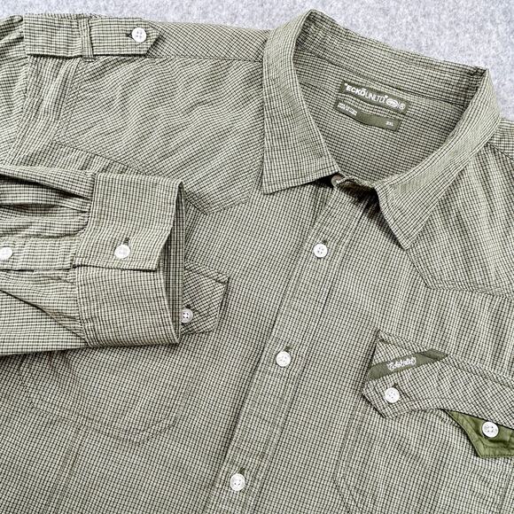 ECKO Unltd Button Up Shirt Men 3XL Green Micro Plaid L/S Epaulets Casual Streetw - Picture 2 of 16